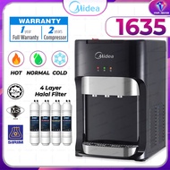 Midea Mild Alkaline Water Dispenser Hot & Warm & Cold Model: 1631/1635 With 4 Jakim Halal Water Filt