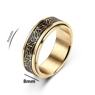 Viking Celtic Knot Rune Rotating Anxiety Joint Ring For Men Anti Stress Stainless Steel Spinner Fidg