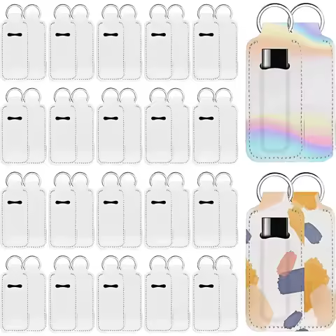 8 Pcs Sublimation Lipstick Keychain Blanks – DIY Heat Transfer Keychain Holders for Travel, Small It