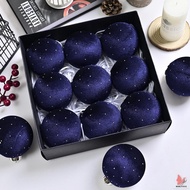 8cm Diamond Point Christmas Ball Charm - 9 PCS Velvet Ornament for Holiday Decor