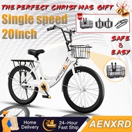 AENXRD 20-Inch Single Speed Kids Bicycle 7-15 Years Rear Seat & Basket for Boys Girls Students