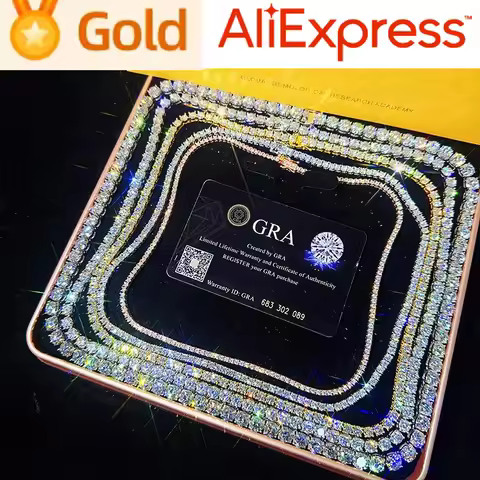 [Big Factory] Unisex Moissanite Tennis Chain For Women Original 925 Sterling Silver Gold Man Moissan