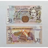 Guernsey 5 Pounds Paper 2003 Years UNCIRCULATED Random Number