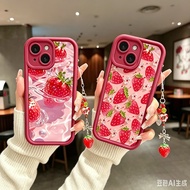 Pink Red Strawberry Casing For Samsung S26 S25 S24 Ultra S23 S22 Plus S25 FE A57 A27 A37 A17 A55 A35