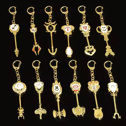 Cartoon Anime Fairy Tail Zodiac Star Summons Key Twelve Constellation Keychain Cosplay Gift Lion Aqu