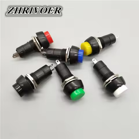 6Pcs 12mm PBS-11A/PBS-11B Self-locking/Self-reset Plastic Push Button Switch Momentary 3A 250V AC 2P
