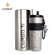 CIVAGO Ti（26oz/780ml）​แก้วเดินทางกาแฟไทเทเนียมบริสุทธิ์หรูหราพร้อมกล่องของขวัญผู้ชายและผู้หญิงถ้วยฉน