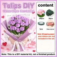 DIY Fuzzy Wire Tulip Bouquet Kit 16/32pcs | 100Pcs Fuzzy Wire Flowers Craft Set | Free Tutorial
