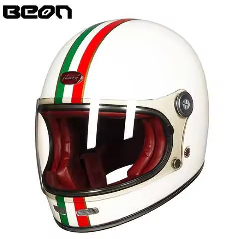 BEON B510 Full Face Helmet Motocross Vintage Fully Covered Motorcycle Scooter Autocycle Retro Ultral
