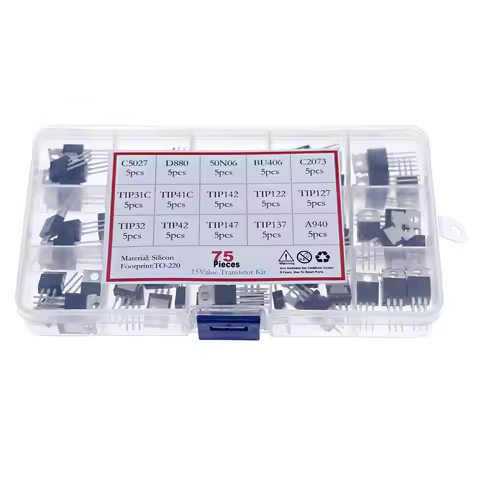 75pcs 15value Transistor Kit TO-220 C5025 D880 50N06 BU406 C2073 TIP31 TIP32 TIP41 TIP42 TIP142 TIP1