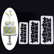 JONY1IF 3PCS Fondant Cutter Mold, Frame Design PP Puzzle Embossing Strip, Reusable Puzzle Shape Non-