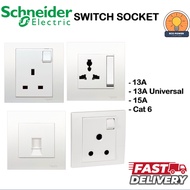 Schneider Switch Socket (13A/13A Universal/Cat 6/15A) White