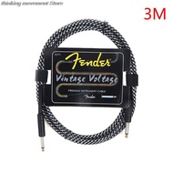 fyjhFender Guitar Cable Wire Cord Jack Line Bass Electric Box Audio Cable Noise Reduction Line Color Braided Shielded Cable 3 Meters