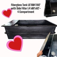 Fiberglass Tank 6' (L6'xW4'xH2') with build in Side Filter L4'xW1'xH2'(5/26)