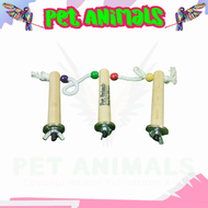 tangkringan triple tali mainan burung parrot, falk/parkit Australia, lovebird dan parkit lokal