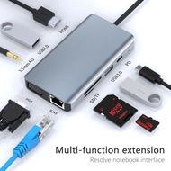 9in1 USB C Docking Station Type C HUB USB3.0 HDMI 4K VGA Rj45 3.5MM Audio SD TF Card Rader Type C Ad