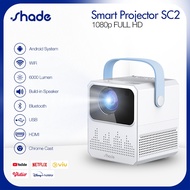 SHADE Android Proyektor TV T2mini 6000 Lumen 4K HD Bluetooth Smart Projector Android 9 2G+16G Mirror