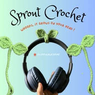Crochet headphone sprout leaf sprout/ headphone bud/ bud headband/ head bud/ headphone bud/ bud head