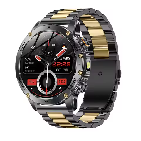 Men Outdoors Smart Watch Flashlight Multi-Sports Fitness Tracker Bluetooth Calling 1000Mah Large Bat