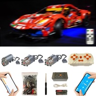 for Lego Technic Ferrari 488 GTE 42125 Super Motor and Remote Control and Light Upgrade Kit, APP 4 M