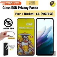 Tempered Glass Anti SPY Anti Static ESD Panda For Redmi A1 / A2 / Red A3 / Red A5 (4G) / Red 7 / Red