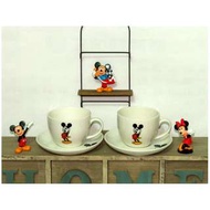 迪士尼 Disney 米奇 MICKEY 咖啡杯2入組 二杯+二盤 陶瓷咖啡杯 杯盤組 花茶杯 茶杯茶盤 下午茶杯 早期絕版品 正版授權