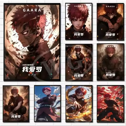 Naruto Gaara HD Color Painting Poster Prevalent AI Anime Character Canvas Painting for Modern Home D