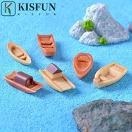 KISFUN Micro Landscape Boat, Micro Landscape Wooden Boat Resin Wooden Boat Decoration, Resin Awning Boats Art Crafts Mini Boat Fish Tank Decoration Dollhouse
