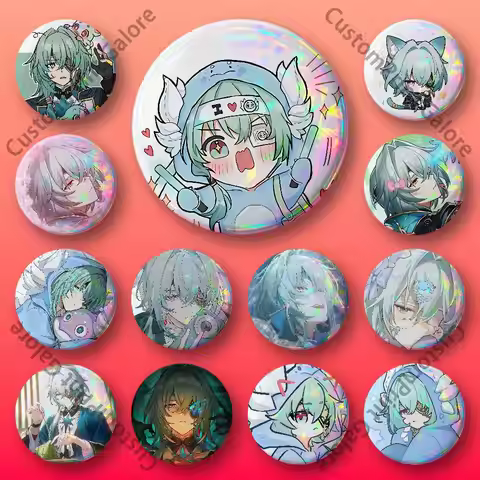 Anaxa HSR Laser Film Badge Tinplate Brooch Lapel Pin HD Print Badge for Decoration DIY Accessories G