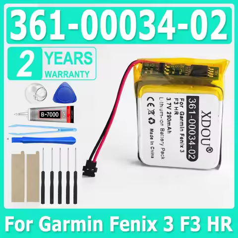 361-00034-02 Replacement Watch New Battery For Garmin Fenix 3 Fenix3 F3 HR GPS Sports Watch 290mAh +