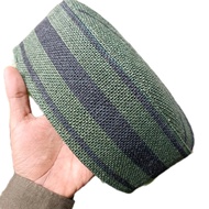 Peci Kopiah Goni Hijau Motif Plat Hitam Tinggi 9cm