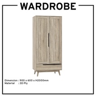 2 Door Wardrobe Solid Wood Cloths Cabinet Swing Door Wardrobe