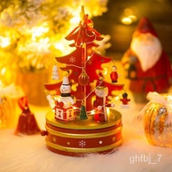 YQ63 Christmas Gift Wooden Rotating Music Box Music Box Christmas Tree Decoration Christmas Gifts for Children Birthday