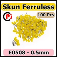 Per Pack Ferrules E0508 CableSkun for 0.5mm Yellow Cable