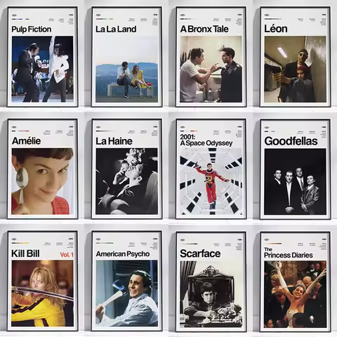 Vintage Classic Movie Series Canvas Poster Prints Pulp Fiction Kill Bill Wall Art Picture Home Wall 