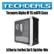 Tecware Alpha M TG mATX Case | 3x120mm Fan | Front Mesh | Side TG | High Airflow - White