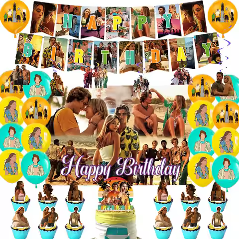 Adventure Theme Outer Banks Birthday Party Decoration Latex Balloon Photograph Backdrop Banner Cake