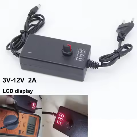 Universal AC 220V To dc 3V 12 V Volt Adjustable Power Supply Adapter LCD display screen 3V-12V 1A 2a