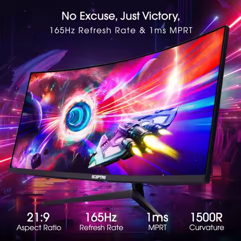 34-Inch Curved Ultrawide WQHD Monitor 3440 x 1440 R1500 up to 165Hz DisplayPort x2 99% sRGB 1ms Pict