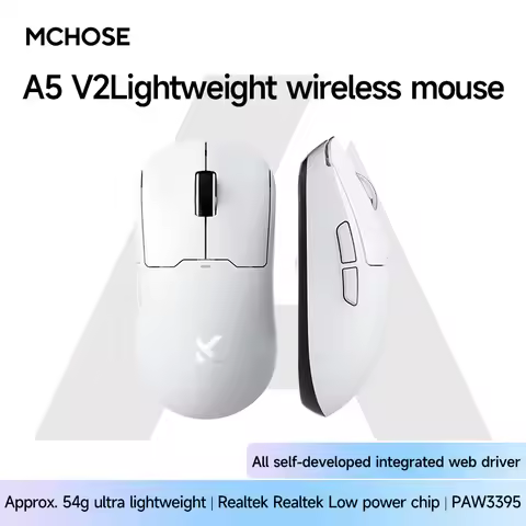 MCHOSE A5 V2 Ultra Wireless Gaming Mouse-4000Hz Polling,PAW3395 26KDPI,Tri-Mode 2.4G/Bluetooth/Type-