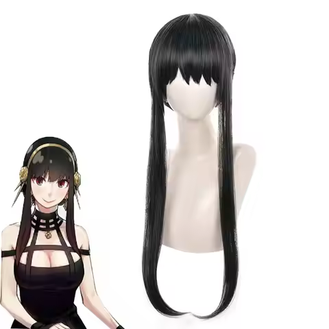 Anime Yor Forger Cosplay Wig for Spy Family Cosplay Wigs Black Long Straight Hair Party