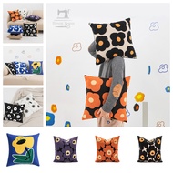 Nordic Style Poppy Flower Embroidery 45x45cm Pillow case, Removable Washable Black White Plant Flowe