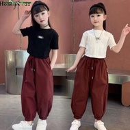 HYS Girls fashion suits Overalls suits Girls suits Children's short T-shirt + hip-hop pants two-piec