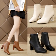 top●Martin Boots Women Leather high-heel Shoes Winter vintage Boots fashion Ladies Ankle Boots