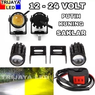 A PAIR of Mini Driving Spotlights 12-24 Superbright LEDVOLT Mini Lens Truck Bus Canter White Yellow 