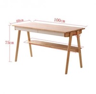 全城熱賣 - 實木書桌,電腦枱,置物架組合(原木色+白色抽屉) 100cm#H099027008