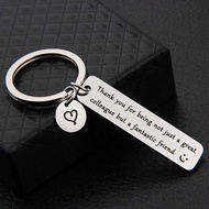 Stainless Steel Charm Keychain Engraved Thank You Colleague Fantastic Friend Key Ring Women Men Comp