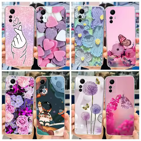 For Phone Case Xiaomi Redmi Note 12S 2023 Cover Stylish Flower Soft Silicone Back Funda For Xiomi Re