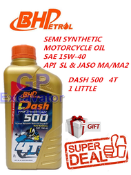 (100% Original Oil)BHP Dash 500 4T 15W40 Semi Synthetic Motorcycle Engine Oil [1 LITTLE]