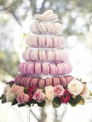 1個6層馬卡龍塔形蛋糕架,適用於杯子蛋糕裝飾、嬰兒派對、婚礼甜點桌